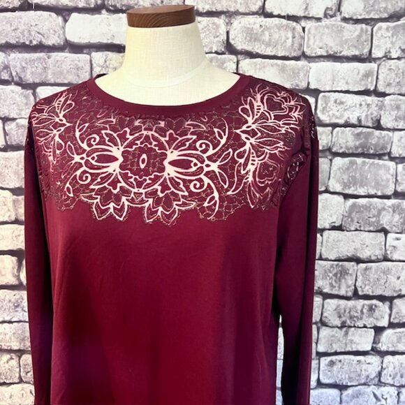 Ava & Viv Burgundy Long Sleeve Blouse Size X - Picture 2 of 8